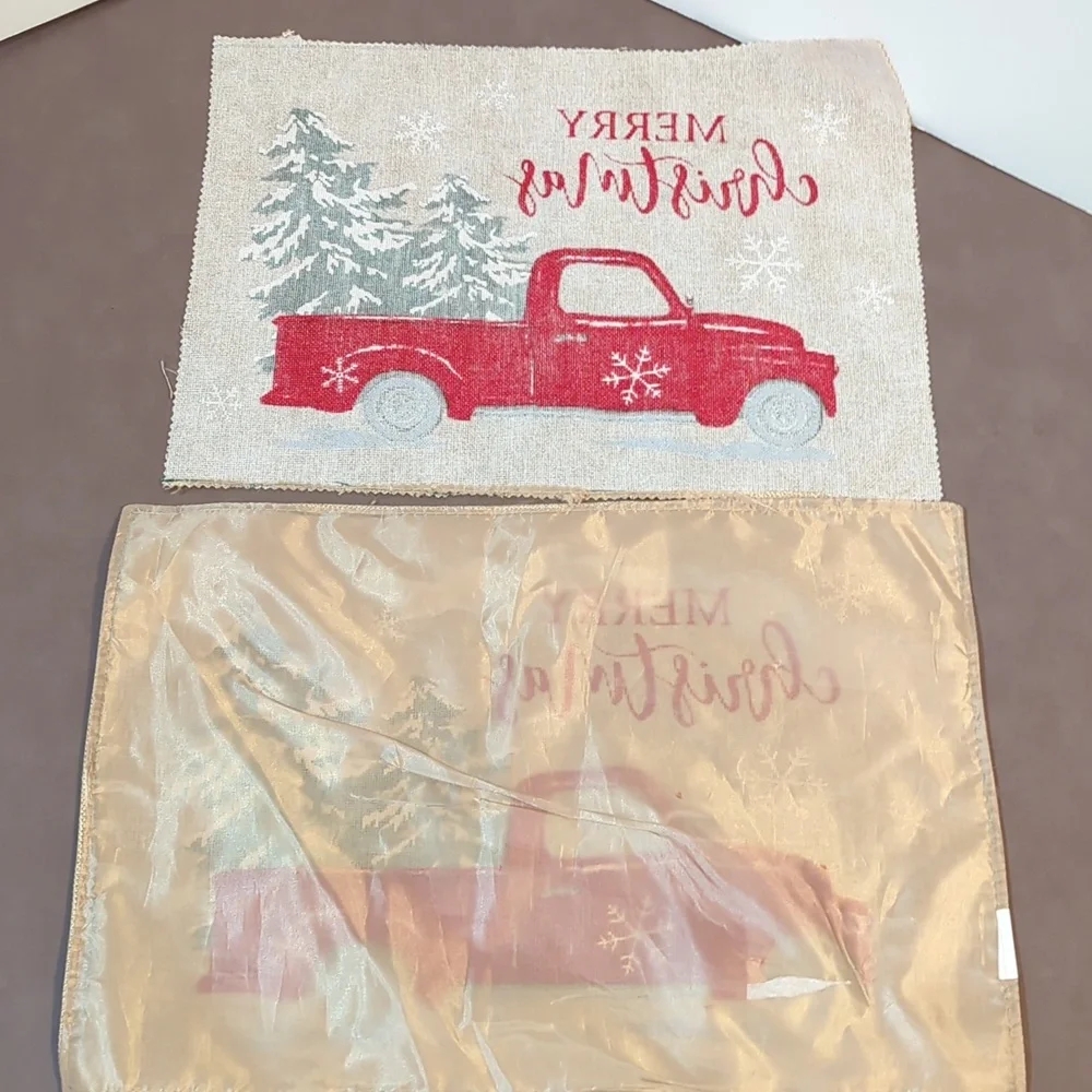 Stocking set of 2 Farm Fresh Christmas Trees and 2 Burlap Merry Christmas Pieces